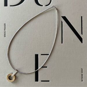 Elegant Geometric Silver Necklace with Gold Accent